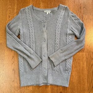 Lacoste Gray Cotton Button Down Cable Knit Cardigan Sweater Women Size 40